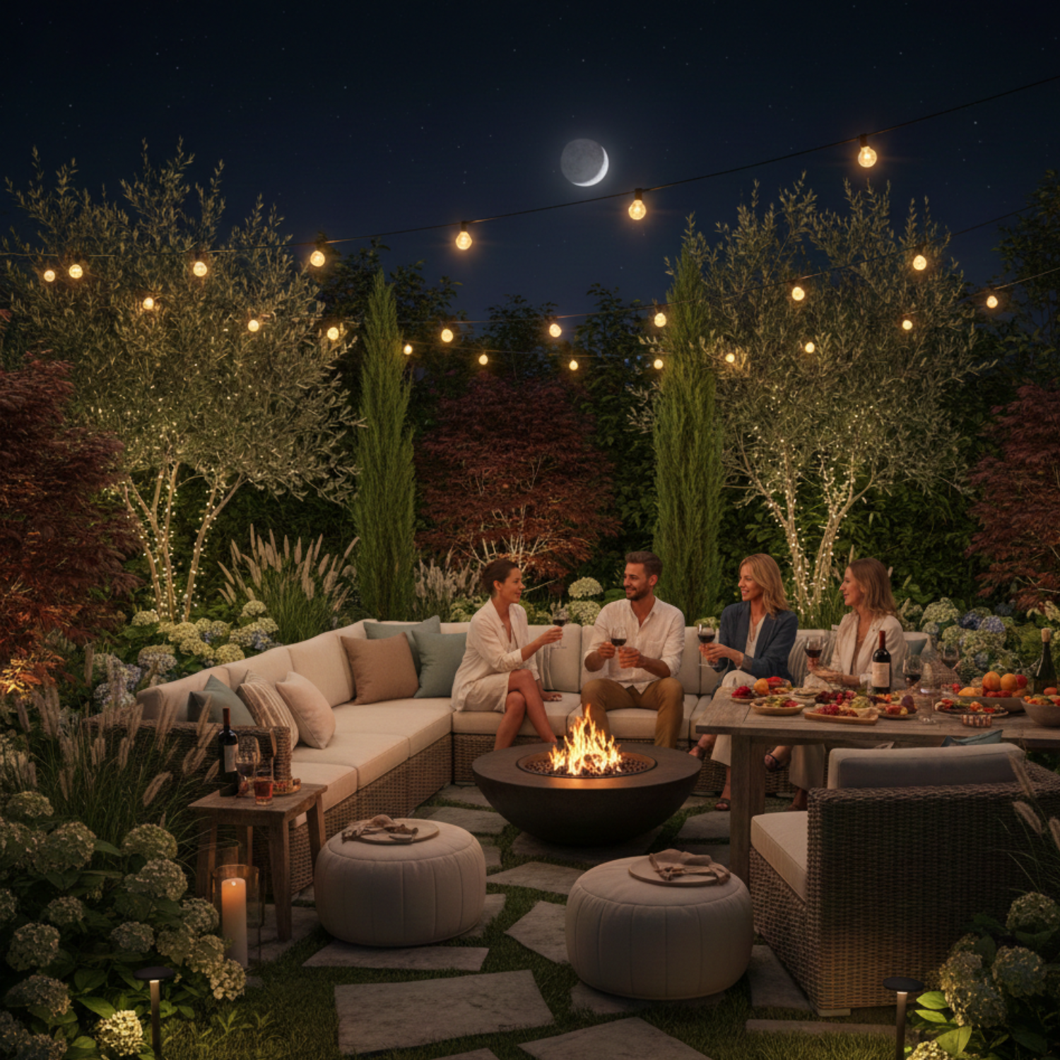 Illuminazione Giardino Giardino Illuminato Con Amici